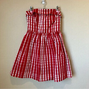 NWT Vineyard Vines Gingham Strapless Dress in Tomato Check